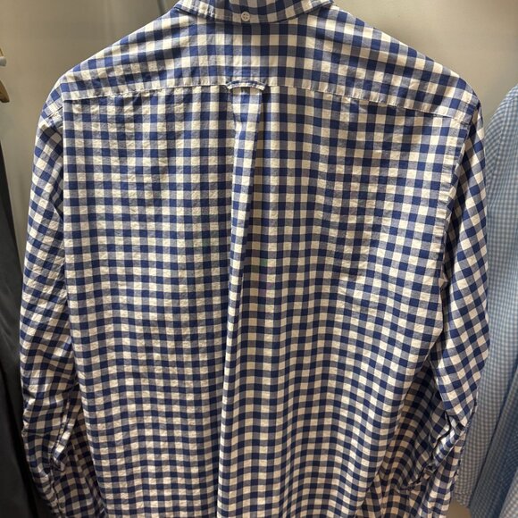 Façonnable Blue & White Checkered Long Sleeve Button Down Small (Fits Like Med) - Picture 2 of 3